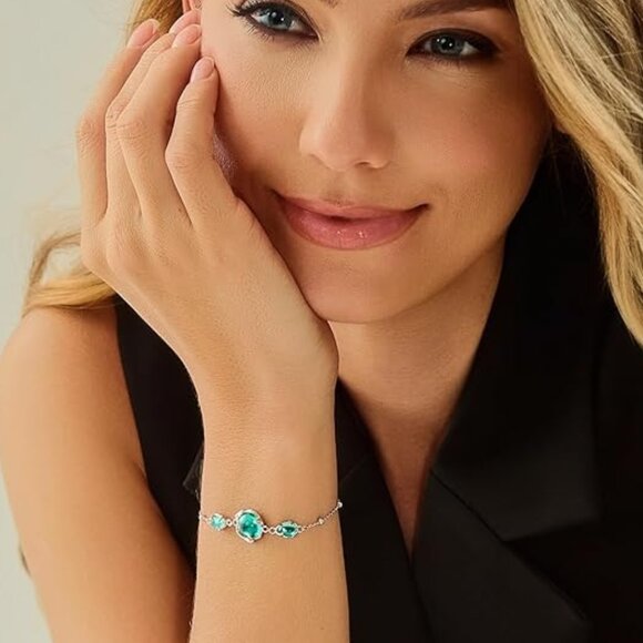 Neiman Marcus Cicy Bell Platinum Plated Moonstone Link Bracelet - Picture 2 of 4